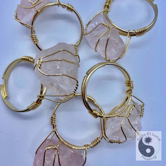 18K Gold Plated Rose Quartz Adjustable Ring - Picture 3 of 4